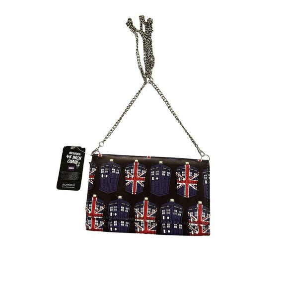 Doctor Who Wallet with Chain Police Public Call Box‎ Pattern Crossbody New - Picture 1 of 7